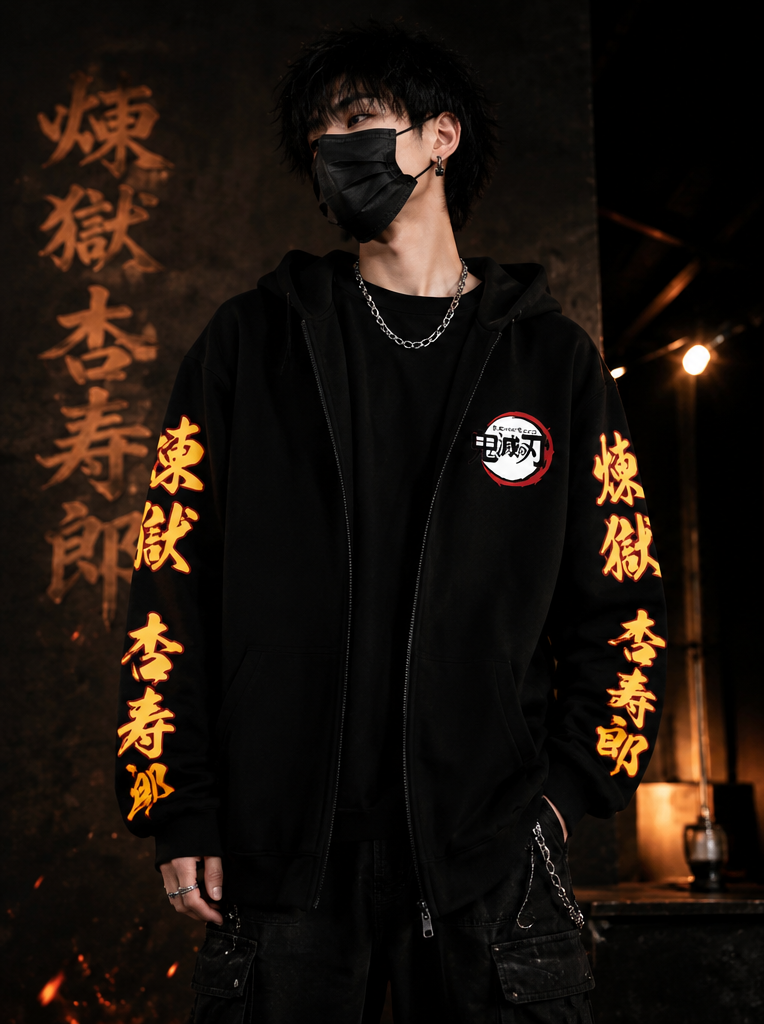 Zipper Hoodie Rengoku Demon Slayer