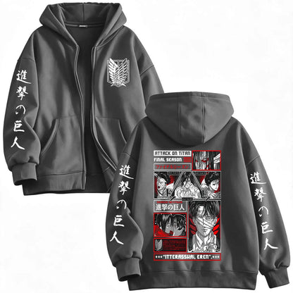 Zipper Hoodie Attack on Titan Eren