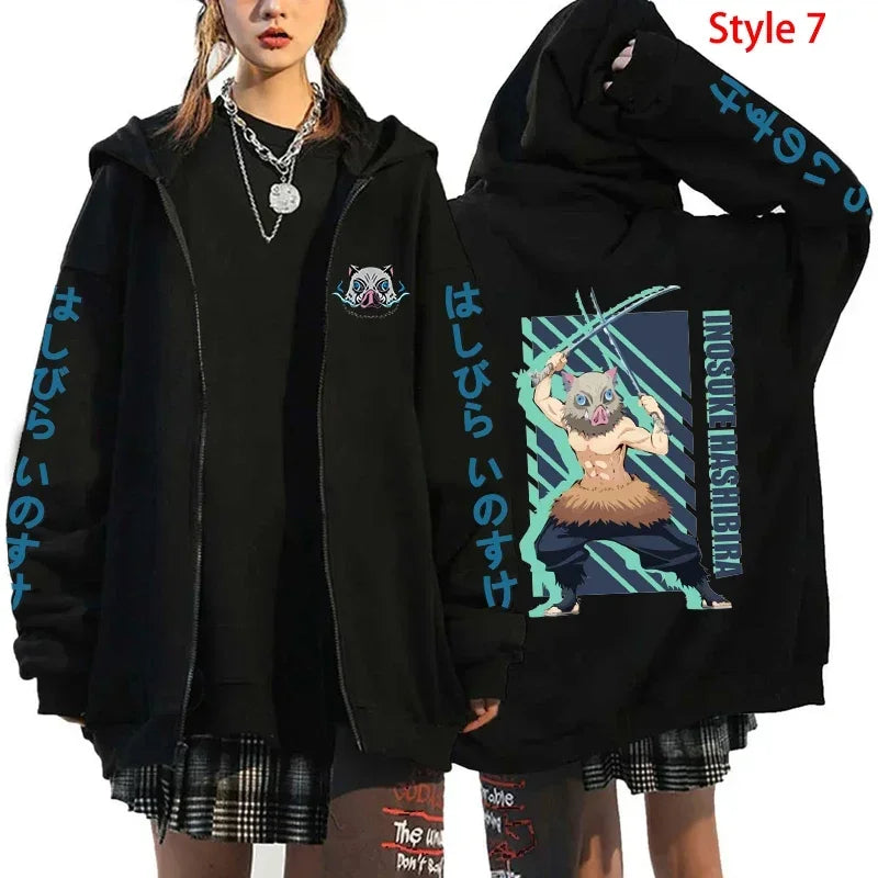 Zipper Hoodies Hashibira Inosuke Demon Slayer