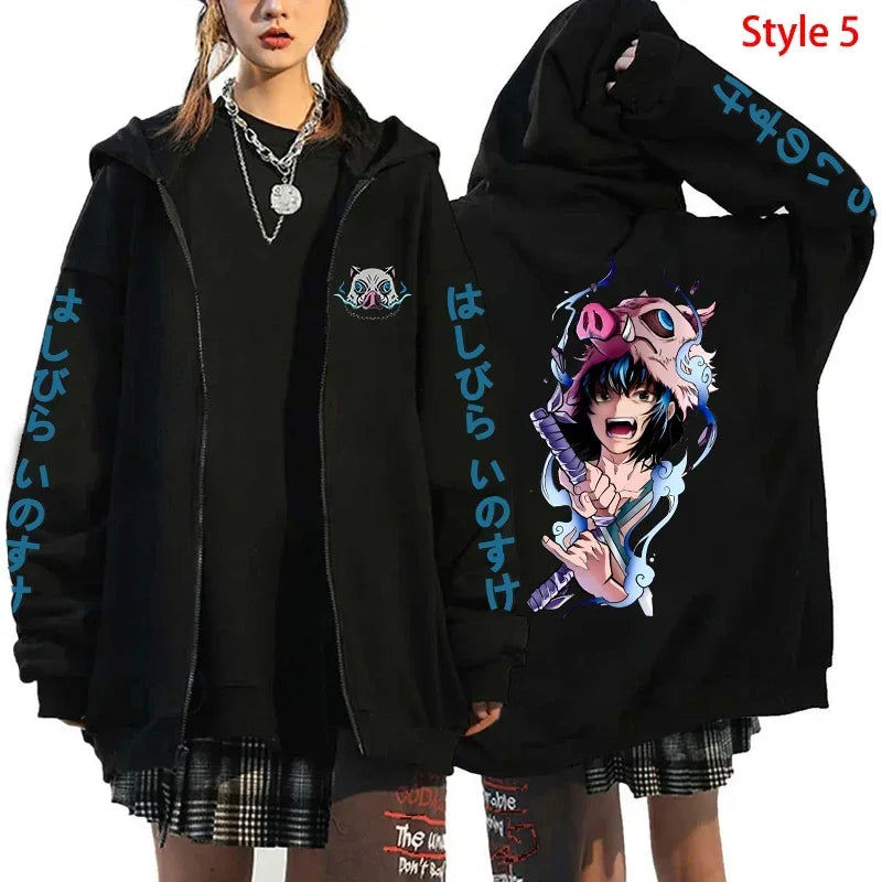 Zipper Hoodies Hashibira Inosuke Demon Slayer
