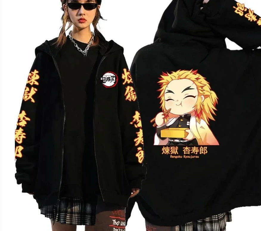 Zipper Hoodie Rengoku Demon Slayer