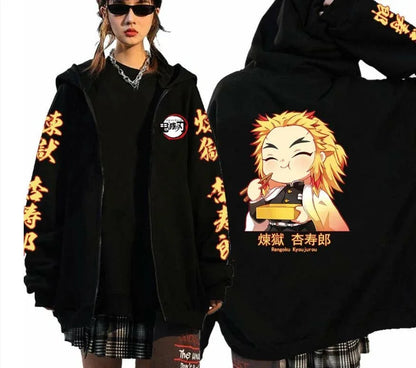 Zipper Hoodie Rengoku Demon Slayer