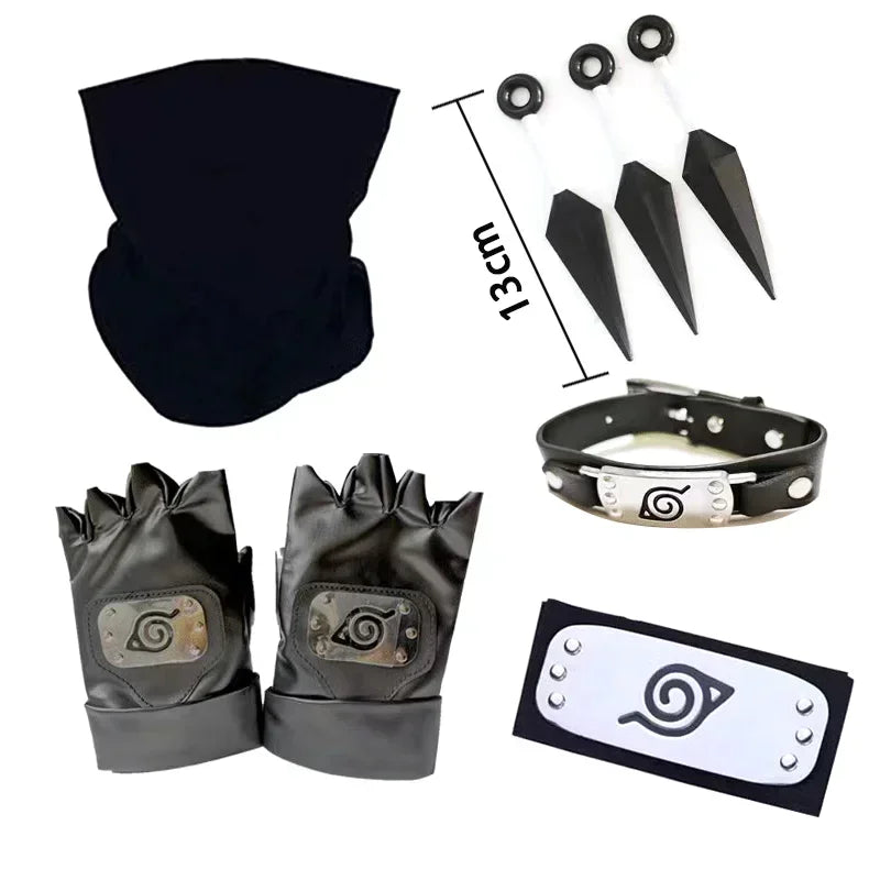 Naruto Cosplay Gloves Headband Kunai Mask